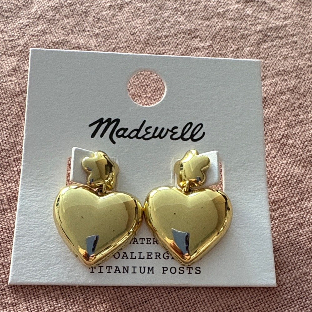 Madewell Gold Heart Earrings with Star Accents